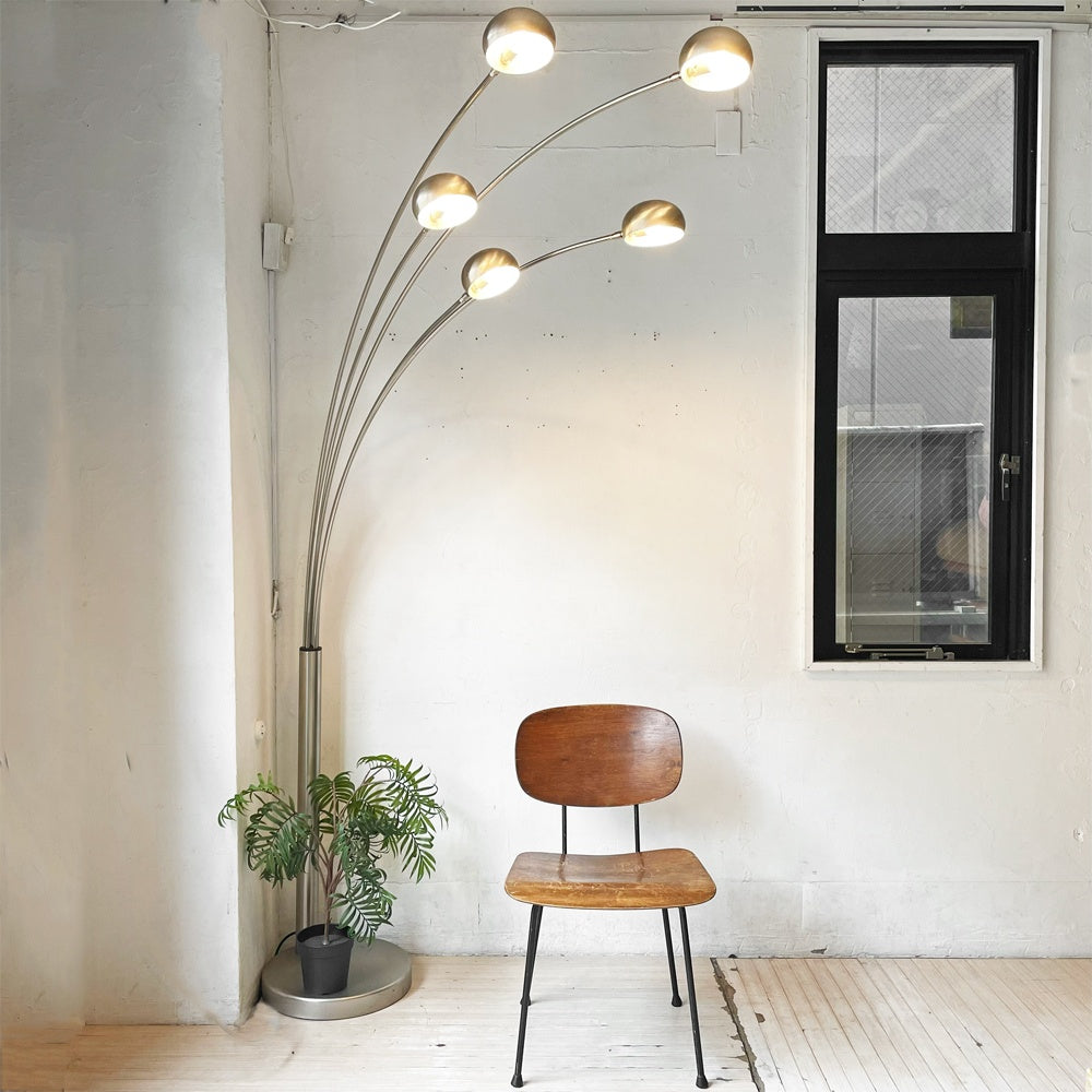 ミッドセンチュリーデザイン 5灯 ツリーライト マルチアーム フロアライト アーチ型 フロアランプ USビンテージ 工業デザイン ★