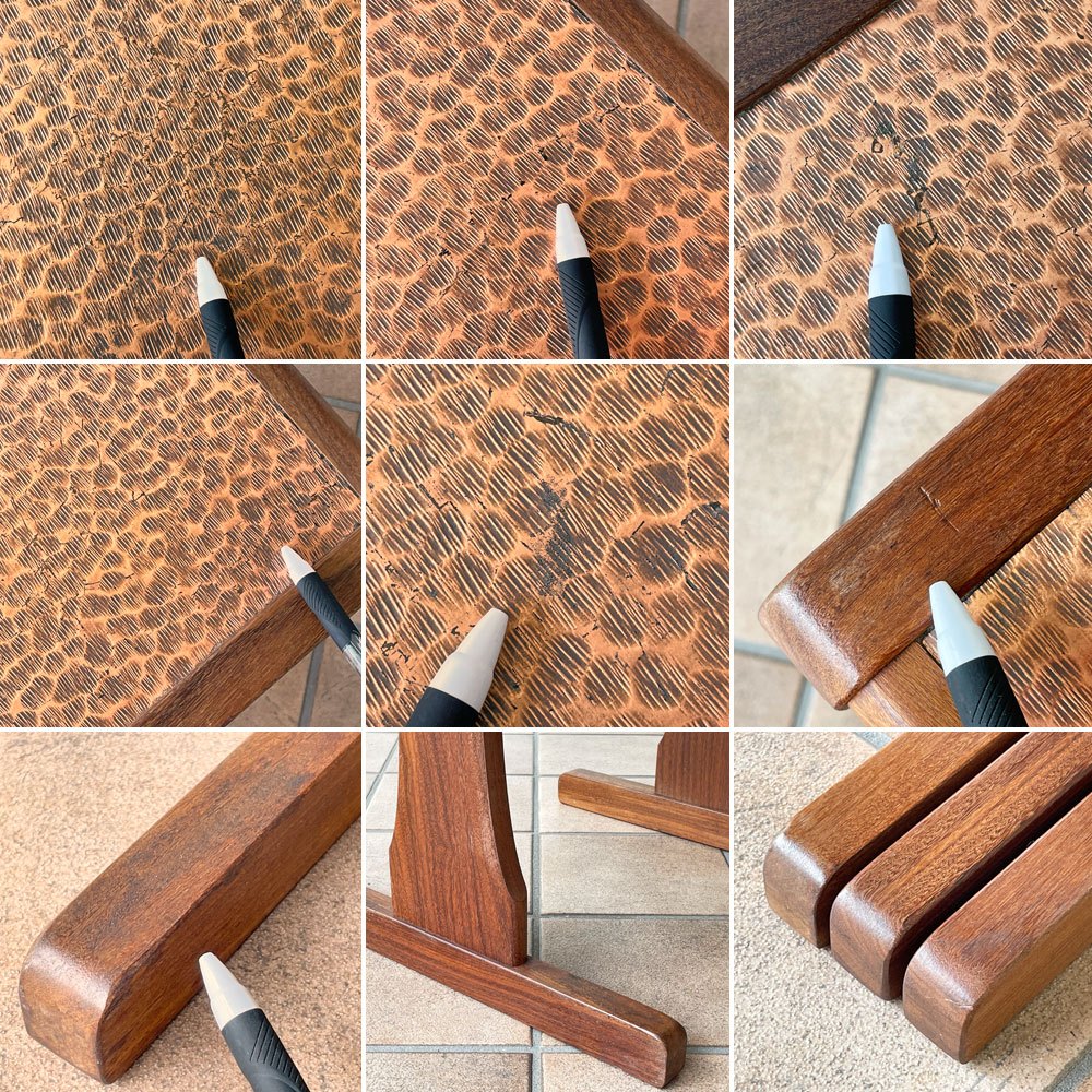 エベネゼルグーム Ebenezer Gomme ジープラン G-PLAN チーク材 ネストテーブル コッパー 天板 銅 天板 槌目仕上げ 英国家具 UKビンテージ vintage ◇