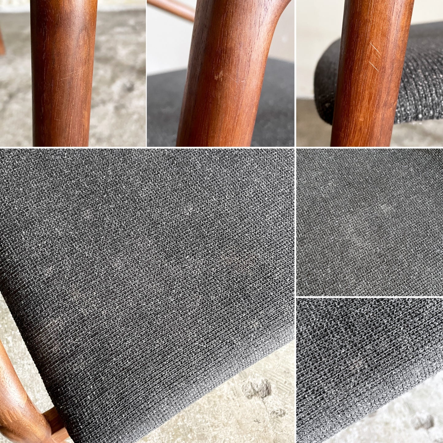 宮崎椅子製作所 ペペチェア PEPE side chair 背無垢タイプ ウォールナット ファブリックシート グレー系 フィンガージョイント 村澤一晃 A ■