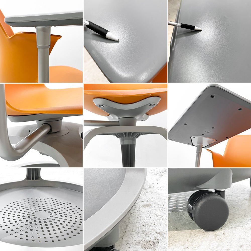 スチールケース Steelcase ノード node ミーティングチェア オフィスチェア シトロン 可動式サイドテーブル&キャスター付 ●