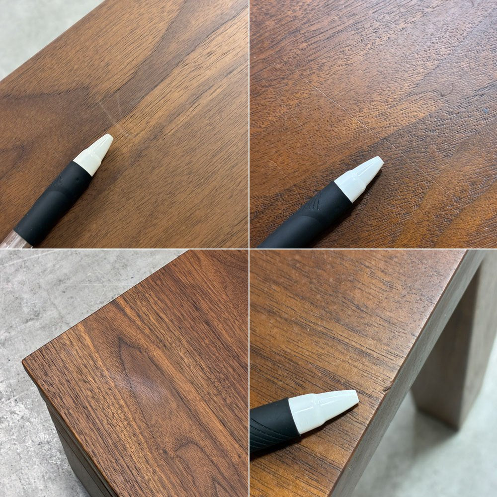 白川家具 Shirakawa ウォールナット無垢材 デスク+ワゴンセット 2口電源 配線孔 飛騨家具 モダンデザイン ●