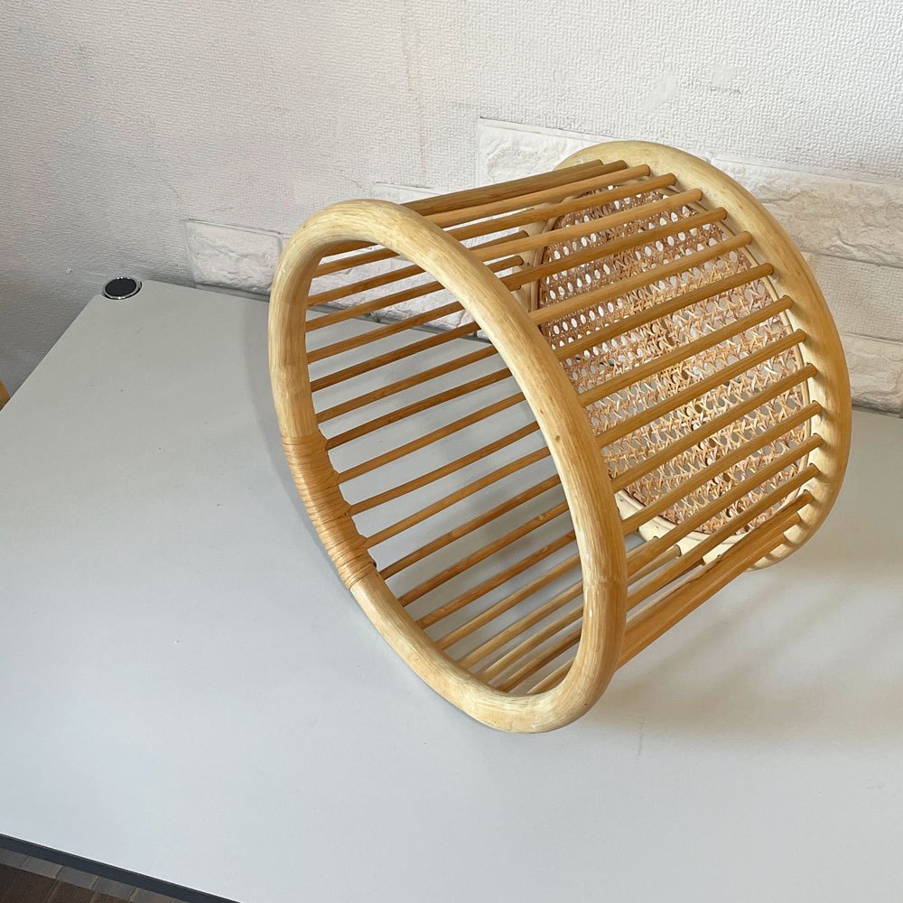 ツルヤ商店 籐バスケット(S) 籐かご ランドリーバスケット Φ38cm 籐源郷 山形工芸品 定価¥16500- ◎