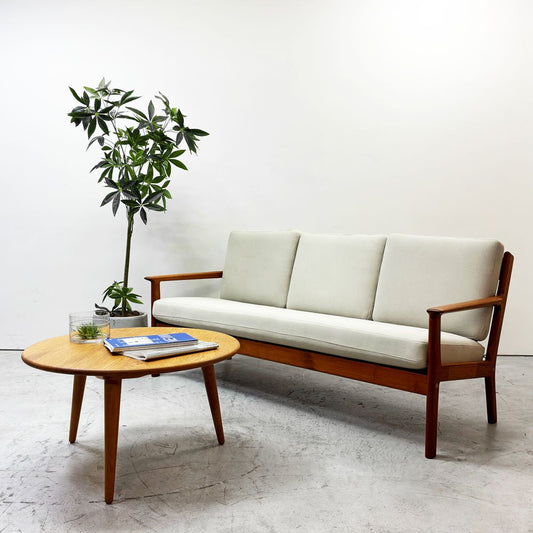 ゲタマ GETAMA GE265 3Pソファ 3人掛け チーク材 スプリングクッション ハンス.J.ウェグナー デンマーク 北欧 ビンテージ ●