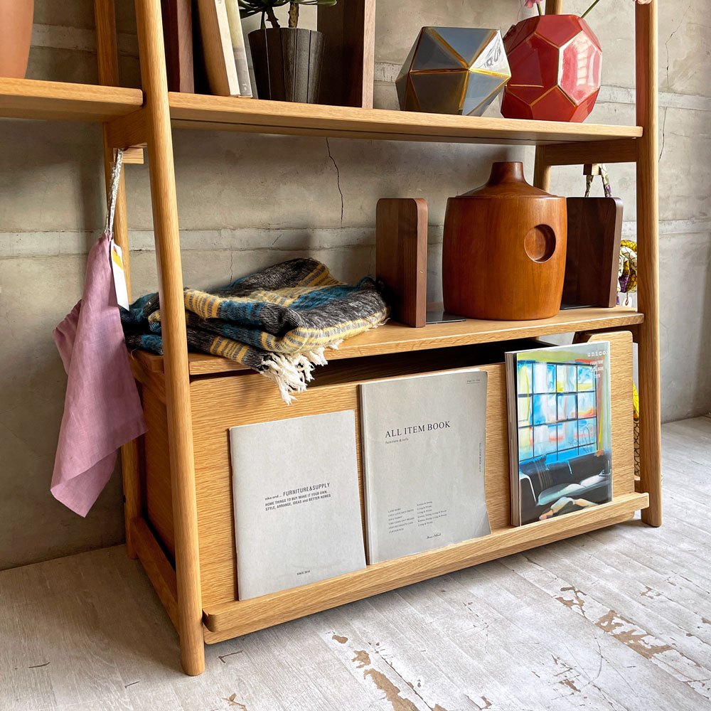 アクタス ACTUS サークル SARCLE ライブラリーシェルフ 飾り棚 本棚 オーク材 ブックエンド付き 定価¥112,200- ♪