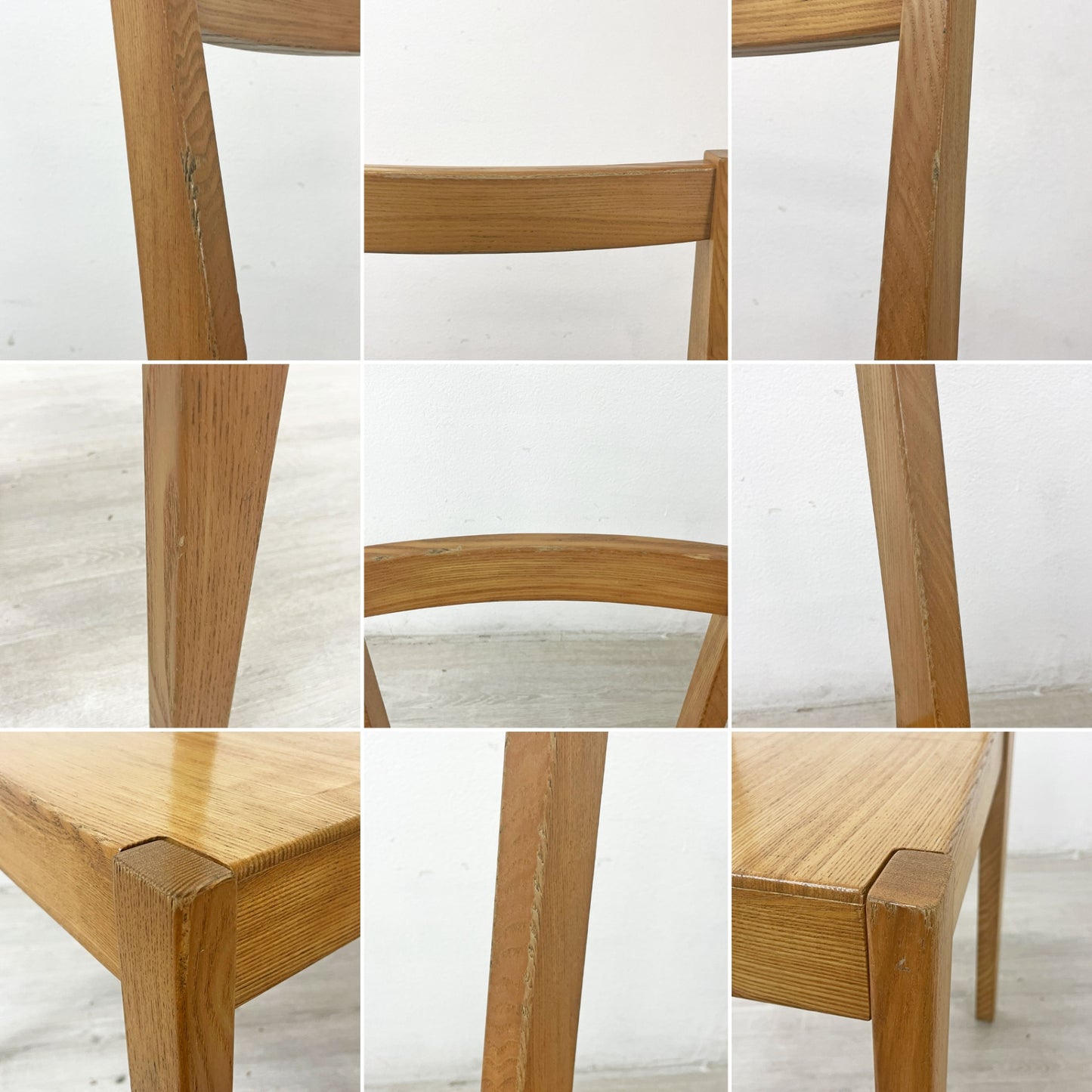 無印良品 MUJI タモ材 無垢材 ダイニングチェア 板座 2脚セット 廃番 ●