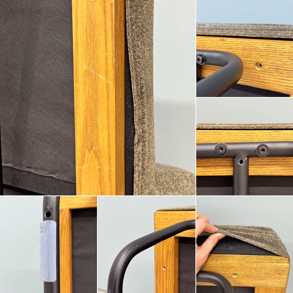 リセノ Re:CENO ワイリー WIRY 2人掛けソファ ベンチ クリンプ生地 グレー カバーリング スチール脚 ビンテージスタイル 定価¥86,800- ◎