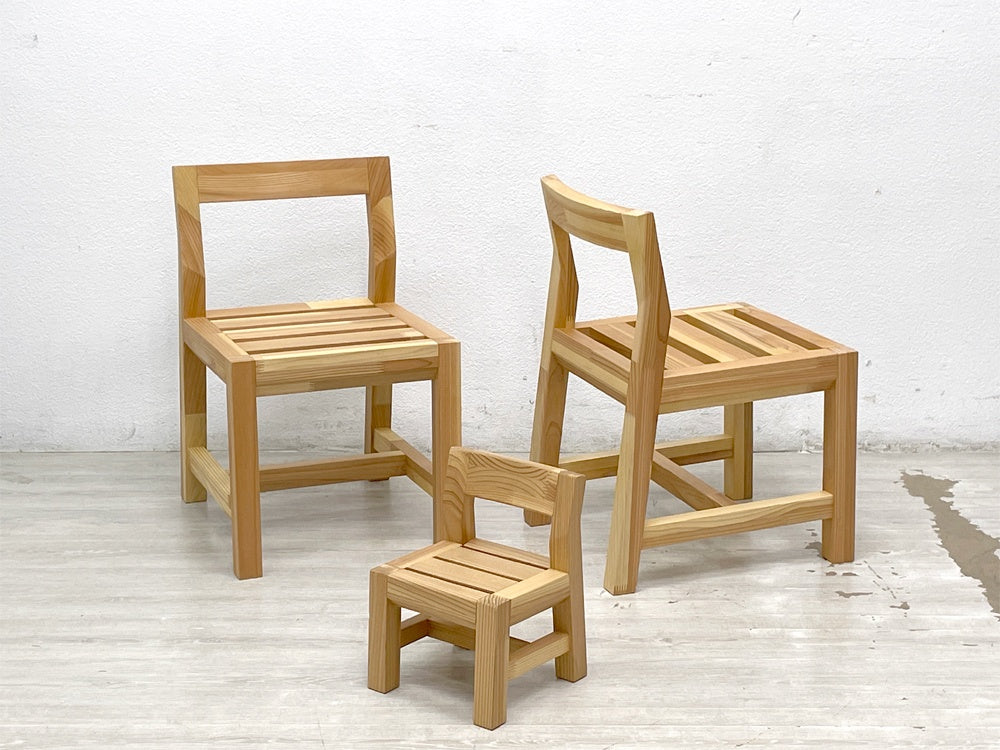 ワイスワイス WISE WISE サトヤマ03 SATOYAMA03 キッズチェア スモールチェア 杉無垢集成材 座面高33cm 展示品 美品 定価¥26,250- B ●