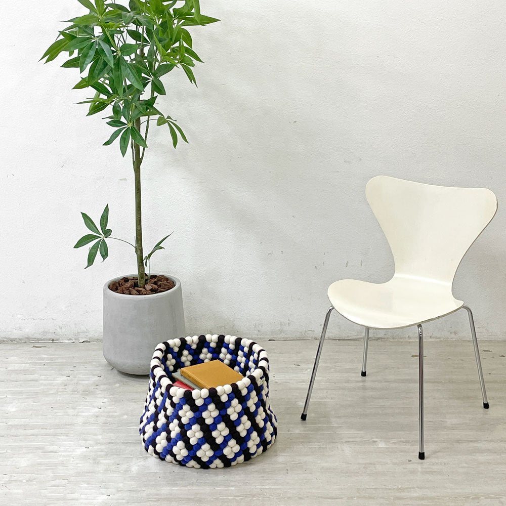 ヘイ HAY バスケット Bead Basket W45×H27㎝ バーガンディー&ブルー ●
