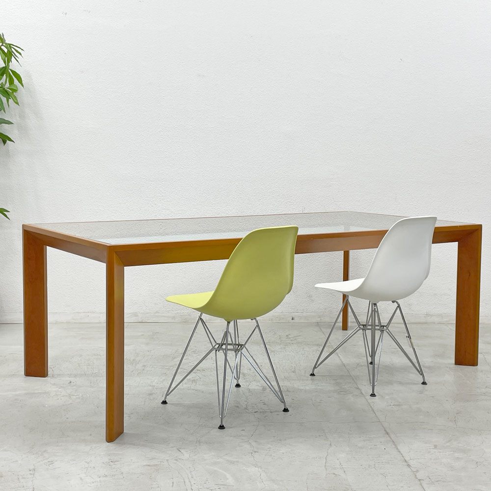 ザ・コンランショップ THE CONRAN SHOP チェリー材 ガラストップ ダイニングテーブル W200cm 〓