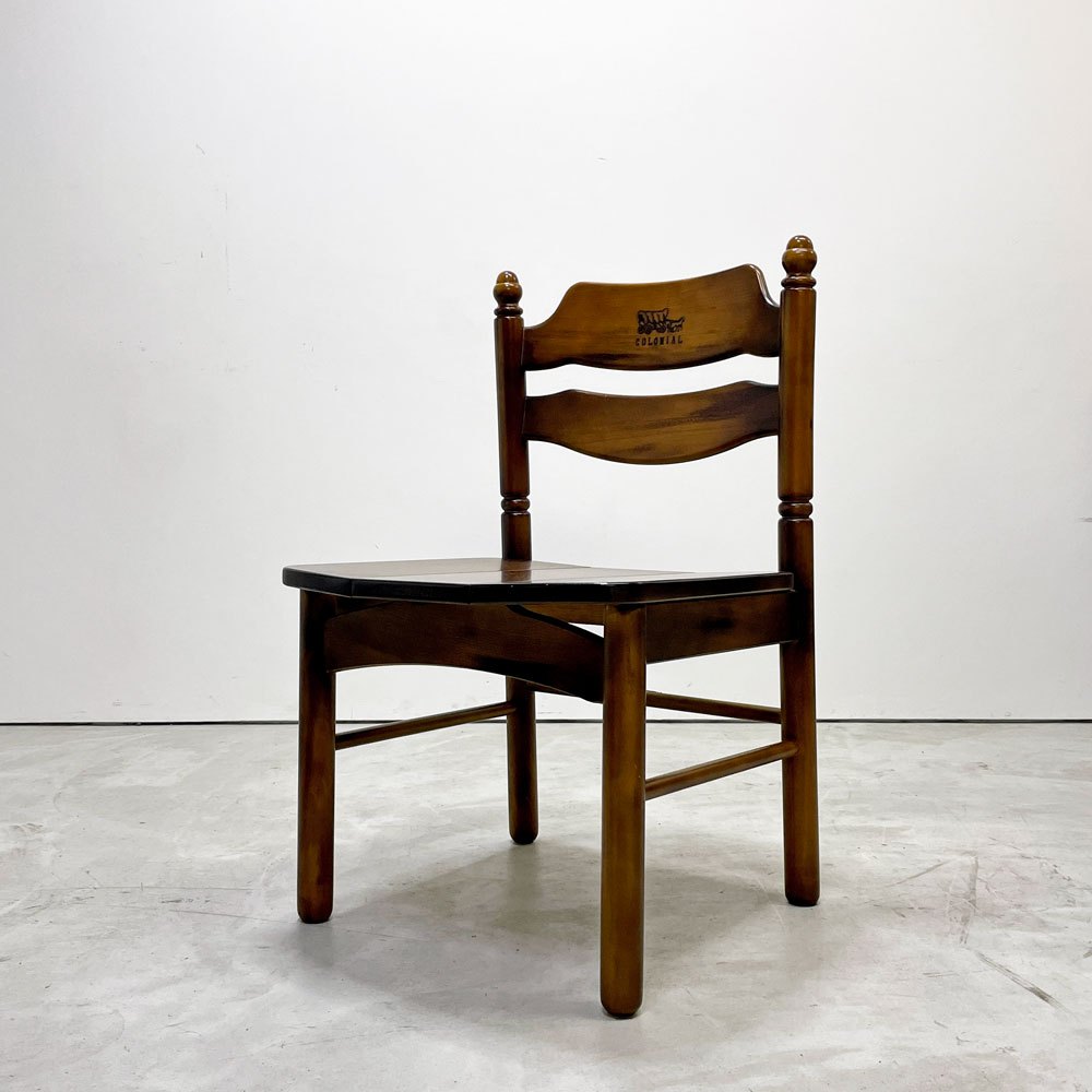 ② カリモク コロニアル ダイニングチェア 2脚セット 806039 馬車刻印 90年代】オールドカリモク コロニアル ダイニングチェア 馬車