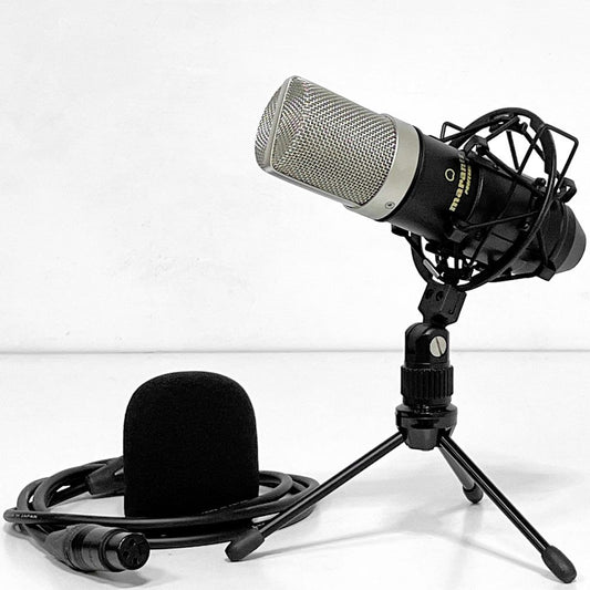 マランツプロ marantz Professional コンデンサーマイクロフォン MPM-1000 ブラック×シルバー スタンド ショックマウント ポップガード XLRケーブル付き ●