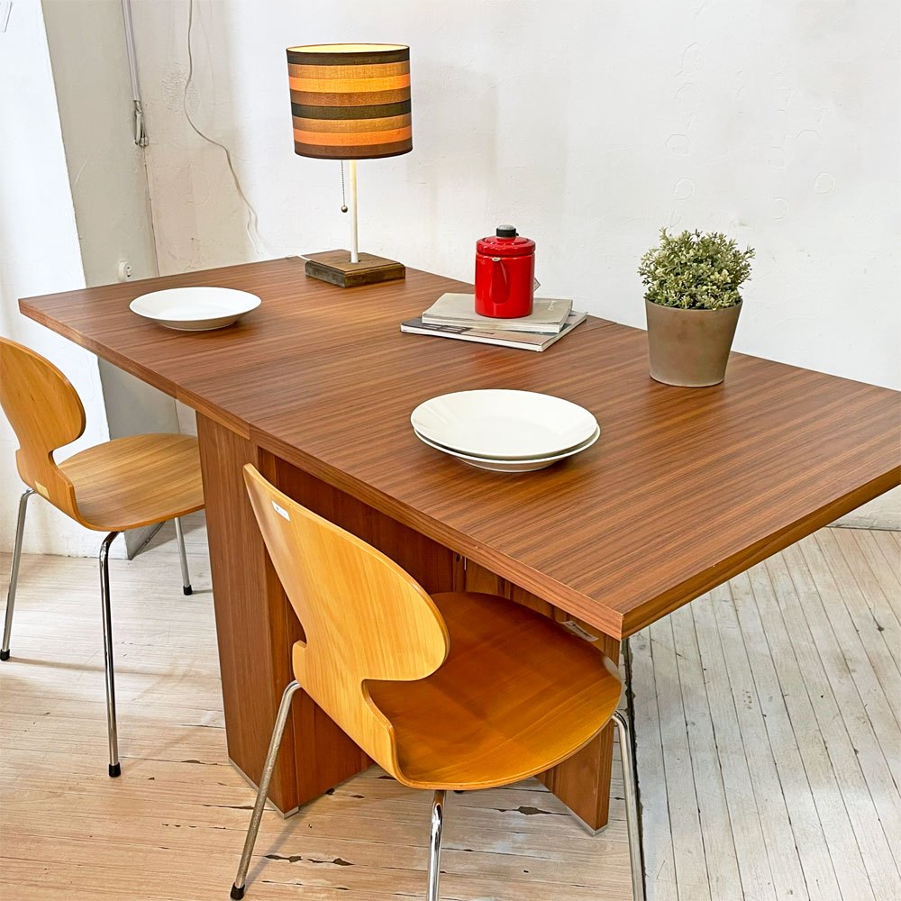 モーダエンカーサ moda en casa 2+2 table バタフライ ダイニングテーブル ウォールナット w160cm 拡張天板 シンプルモダン 廃盤 ★
