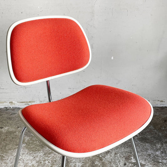 ハーマンミラー Herman Miller ツーピースプラスチックチェア Two Piece Plastic Chair DCM ホワイト オレンジ ファブリック張替済 ビンテージ 希少 ■