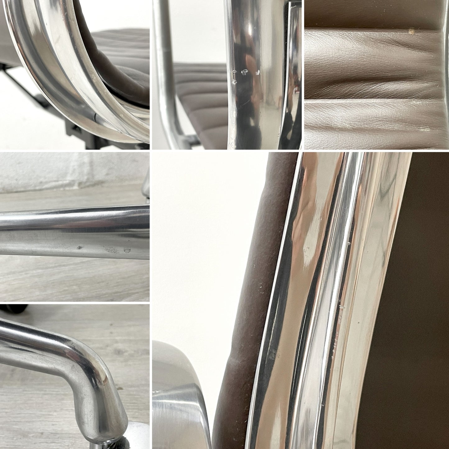 ハーマンミラー Herman Miller アルミナムグループ マネジメントチェア ローバック レザーシート ブラウン 5本脚 C&Rイームズ ミッドセンチュリー ●