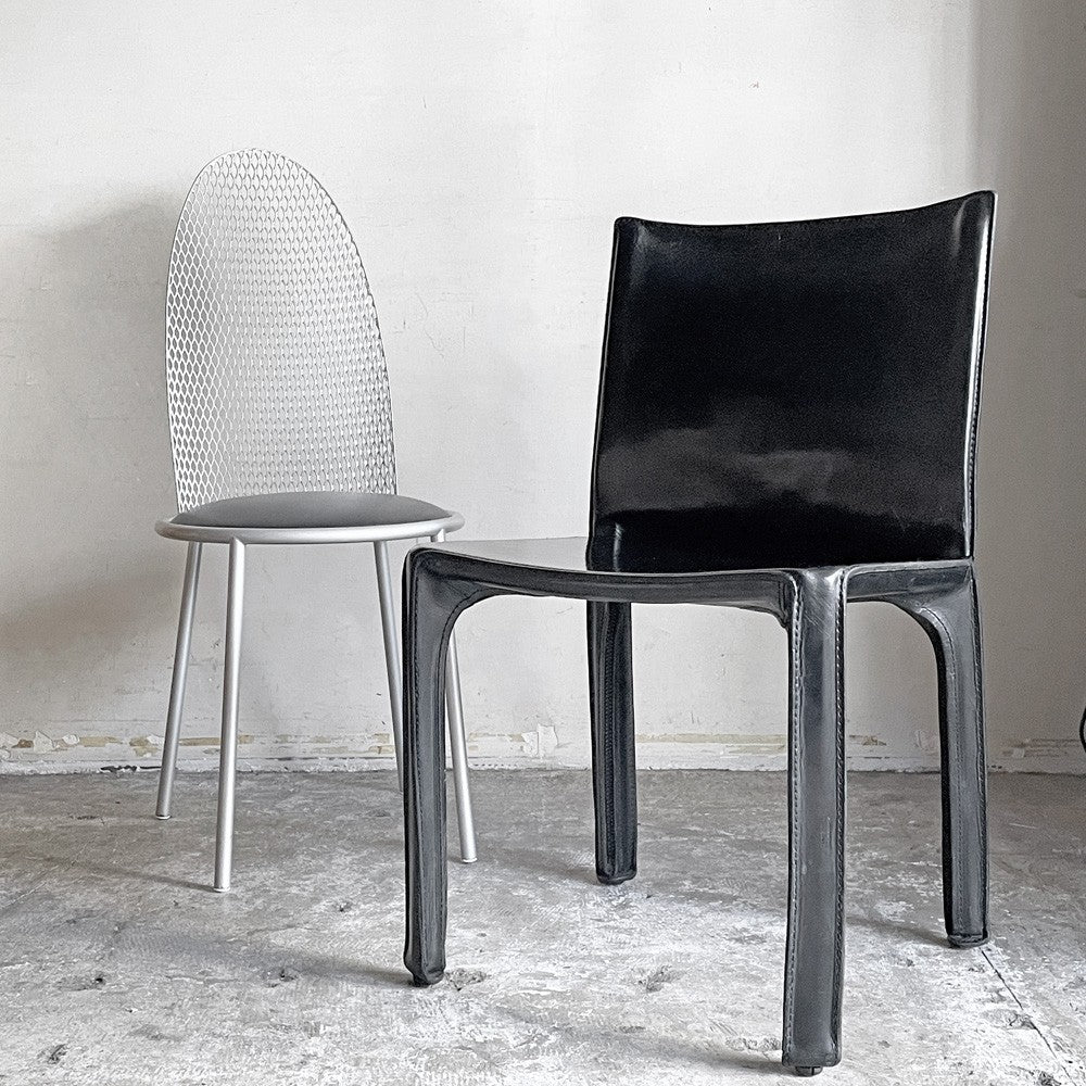 カッシーナ Cassina キャブチェア 412 CAB CHAIR アームレス 本革 ブラック マリオ・ベリーニ MoMA イタリアンモダン ■