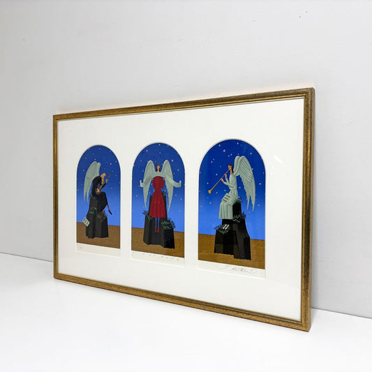 北見隆 シルクスクリーン 夜の調べ SERENADE 71.5×46.5cm 51/130 額装品 ●