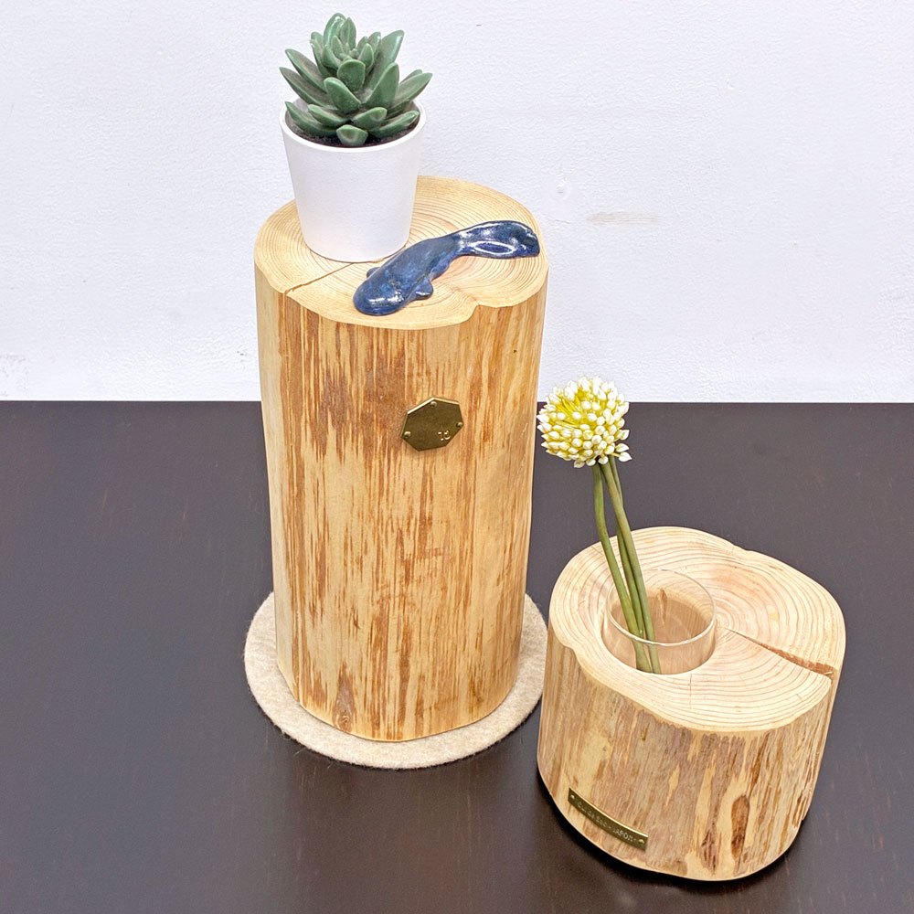 カルデサック Cul de Sac-JAPON 青森ヒバ フラワーベース 小丸太 SMALL LOG クリアベース アロマディフューザー ●