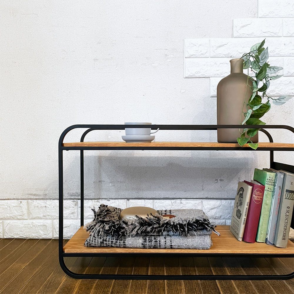 モモナチュラル MOMO Natural ストゥーラ STURE SIDE TABLE OAK BK サイドテーブル ブラック W73cm オーク材 スチールフレーム 定価¥29,000- ◎