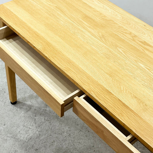 無印良品 MUJI オーク無垢材 パーソナルデスク ワークデスク 事務机 2ドロワー 抽斗付き W110cm ナチュラルデザイン ●