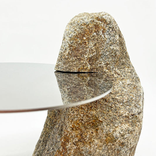 KOKON BONSAI 石の台座 庵治石 オブジェ 盆栽台 アクセサリートレイ メタルプレート プリミティブ ●