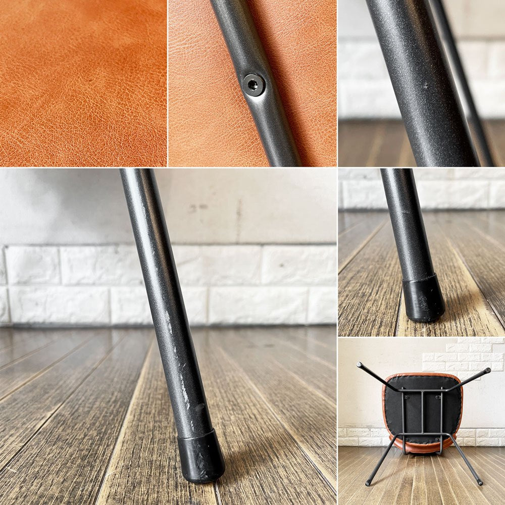 クラッシュゲート CRASHGATE ノットアンティークス Knot Antiques アボック ABOCK 肘無チェア ダイニングチェア PUレザー キャメル 定価¥19,800- A ◎