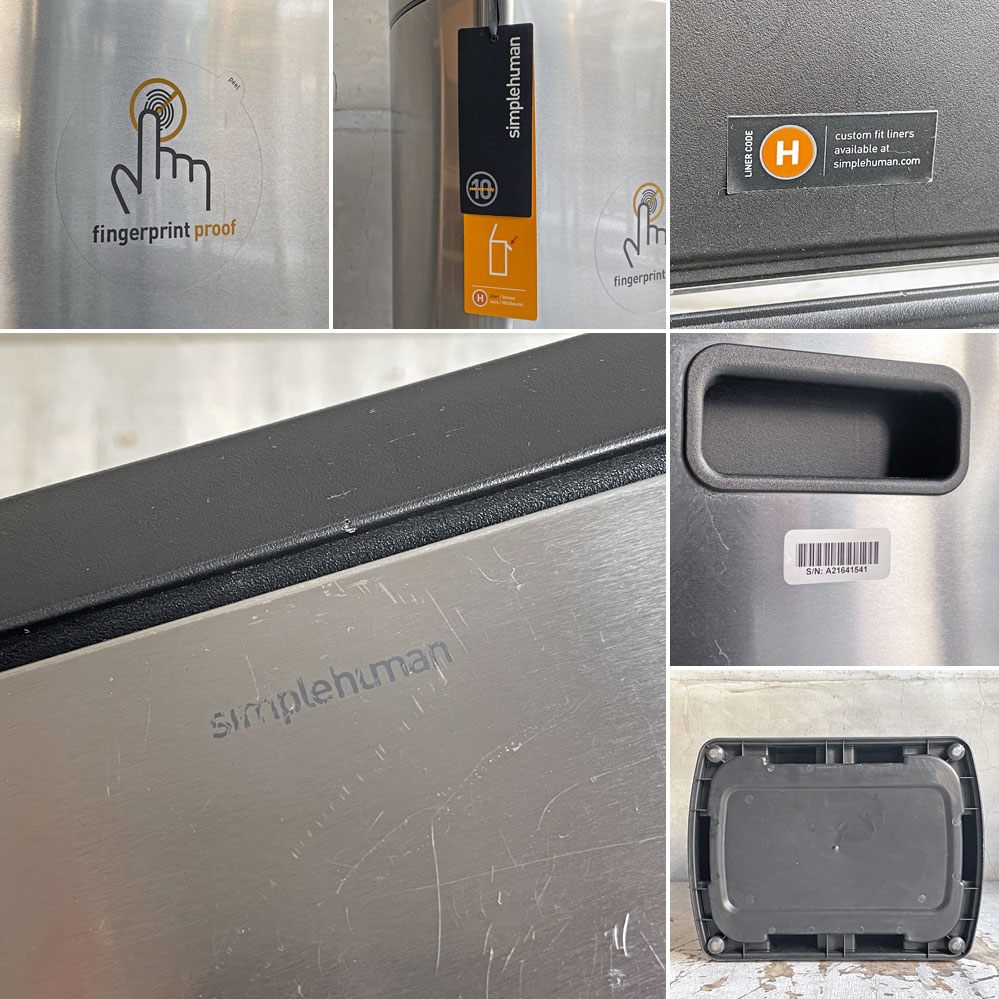 シンプルヒューマン Simple Human レクタンギュラータッチバーカン 30L ダストボックス ゴミ箱 ステンレス シルバー A ♪