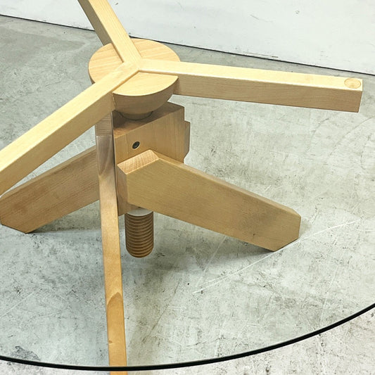 デパドヴァ DePadova ヴィドゥン VIDUN ラウンドダイニングテーブル Φ130cm ガラス天板 ビーチ材 回転昇降式 モダン 参考定価¥¥803,000~ ●