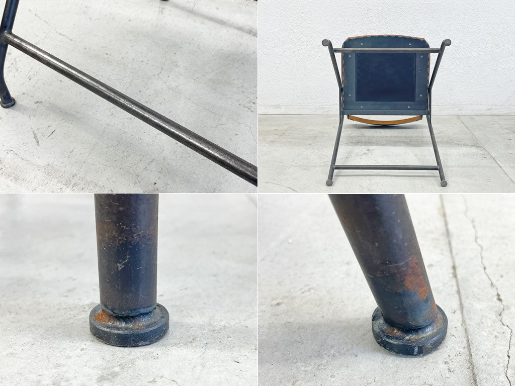 トラックファニチャー TRUCK FURNITURE スットチェア SUTTO CHAIR スチール×オーク無垢材×本革 レザー ダイニングチェア インダストリアル 廃盤 A 〓