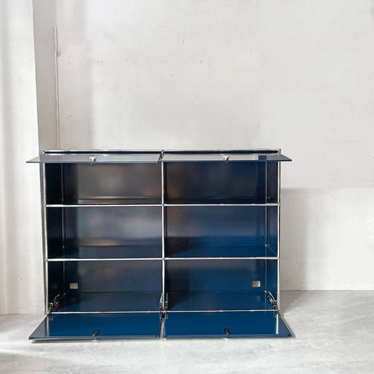ユーエスエムハラー USMハラー USM Haller モジュラーファニチャー キャビネット シェルフ 2列3段 フリップアップ ドロップダウン スティールブルー 参考価格¥495,116- ★