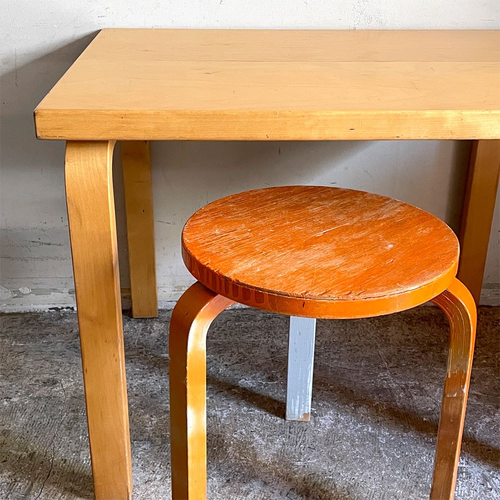 アルテック artek スツール60 stool60 3本脚 ペインテッド オレンジ/グレー 60’s ビンテージ アルヴァ・アアルト 希少 ■
