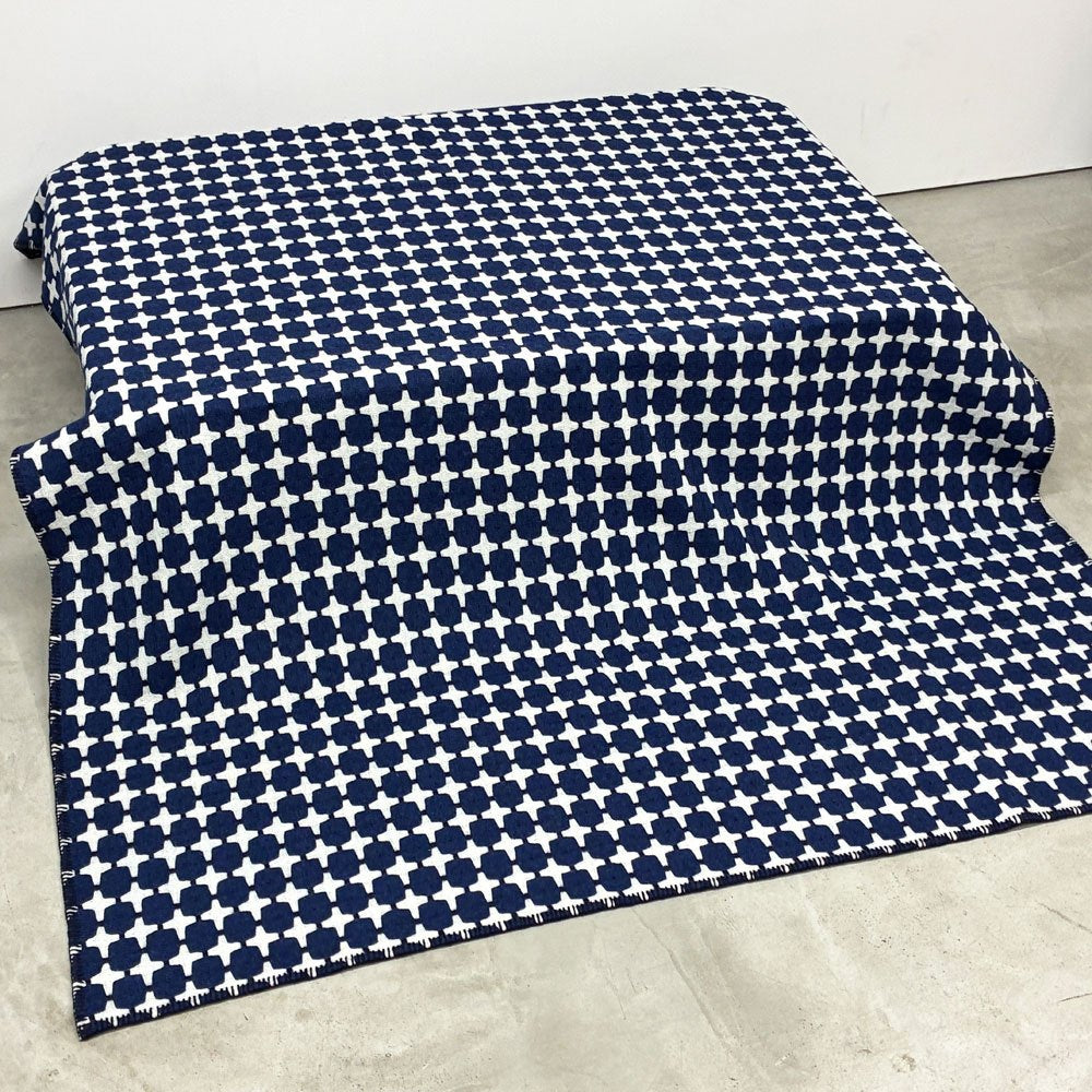 エレノア・プリチャード Eleanor Pritchard 525 LINE ホワイト × ブルー ブランケット 150×180cm イギリス 展示品 ◎
