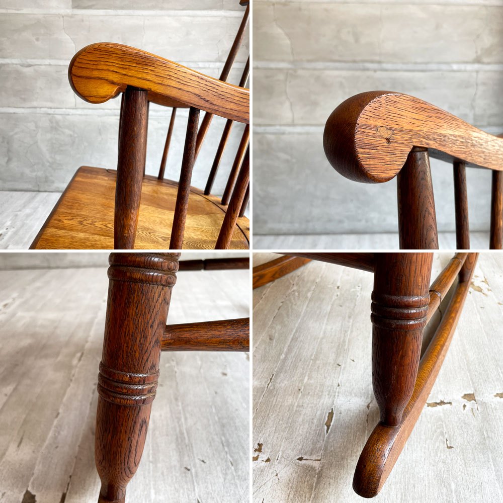 飛騨産業 HIDA キツツキ 穂高シリーズ ロッキングチェア ラウンジチェア C63 オーク無垢材 コロニアル ブラウン 定価¥91,300- ♪