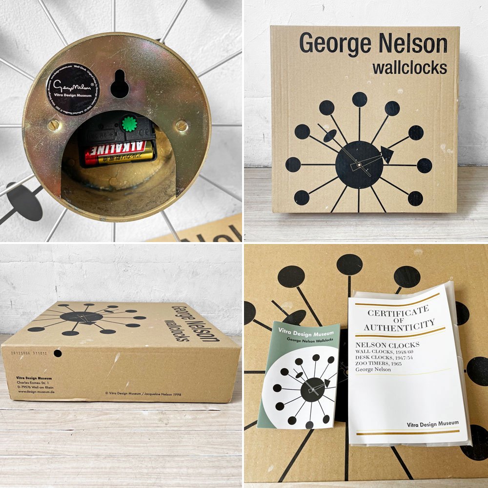 ヴィトラ Vitra ジョージネルソン George Nelson ボールクロック ブラック 真鍮 ネルソンクロック ウォールクロック ミッドセンチュリー 箱付き 定価¥63,800- ★