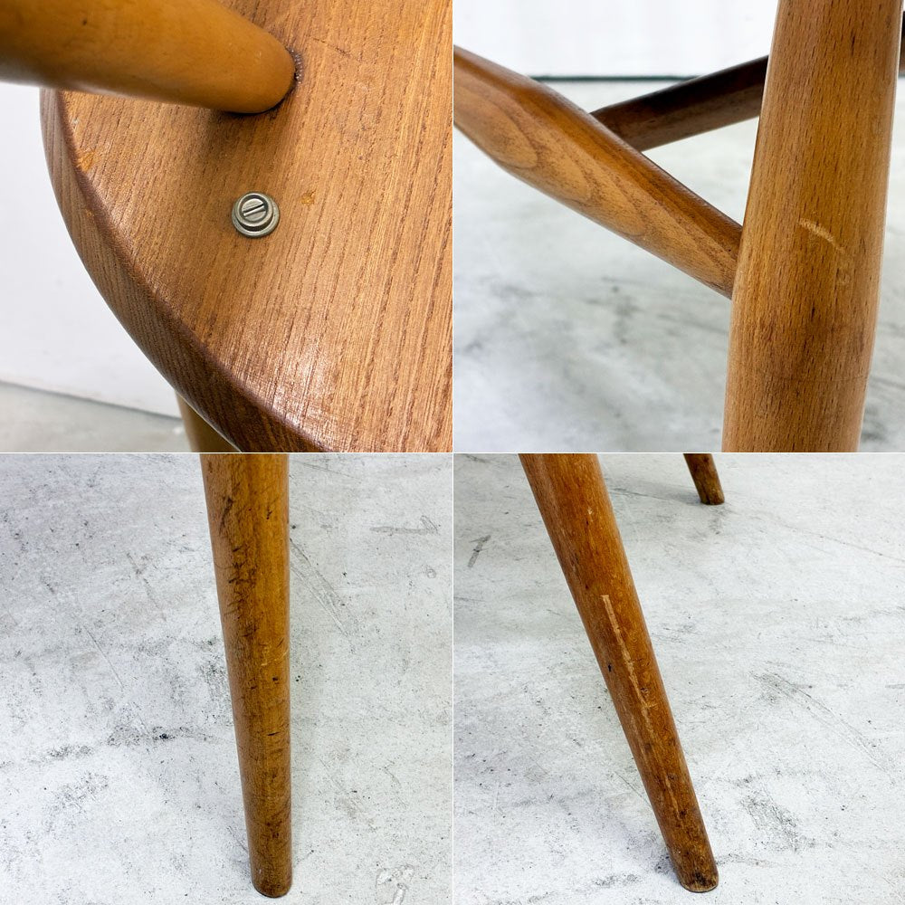 アーコール Ercol クエーカー チェア ダイニングチェア エルム×ビーチ材 ナチュラル 60's カイトマーク有り UKビンテージ vintage 英国家具 ●