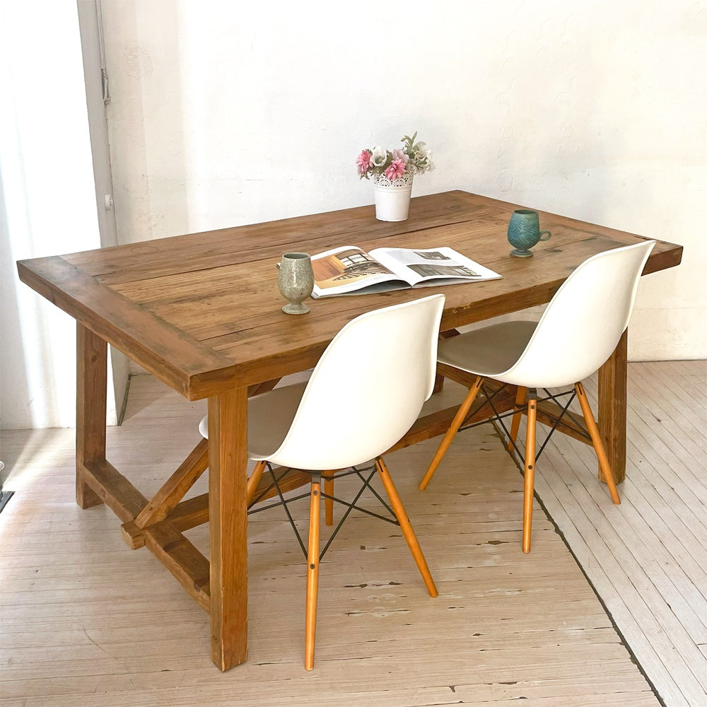 プールアニック Pourannick オールドデッキテーブル old deck table パイン古材×杉古材 ダイニングテーブル ★