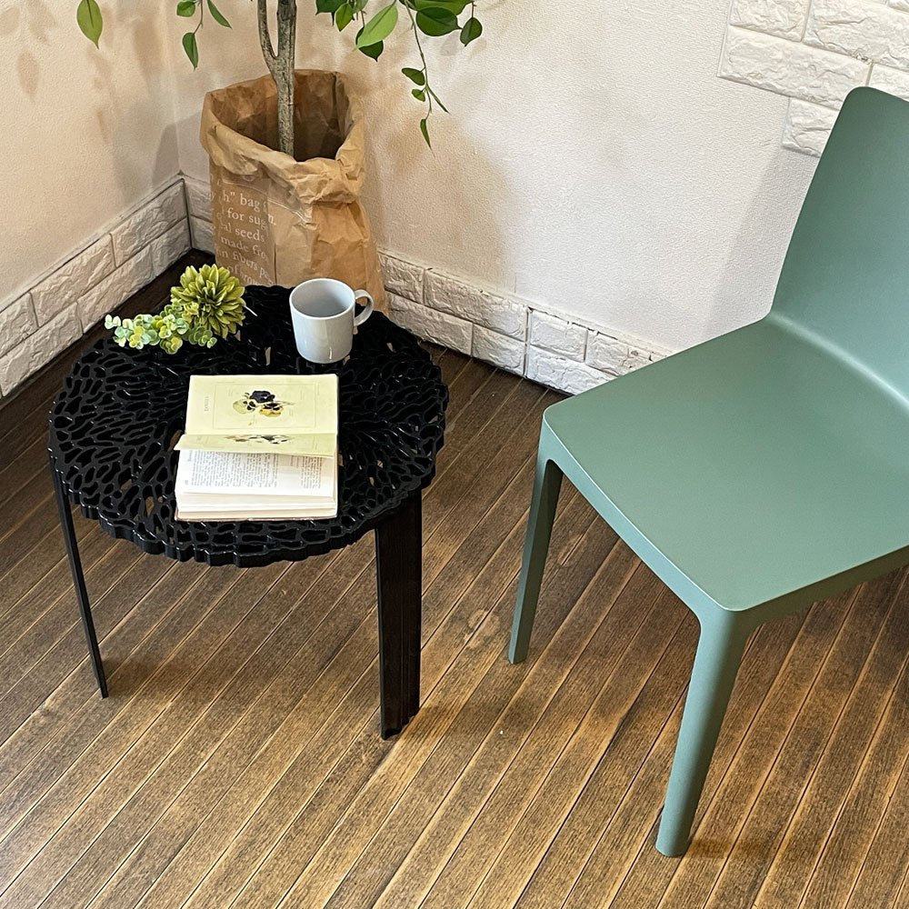 カルテル Kartell ティーテーブル ハイ T-TABLE サイドテーブル ブラック φ50×H44cm パトリシア・ウルキオラ イタリア 定価¥51,500- ◎
