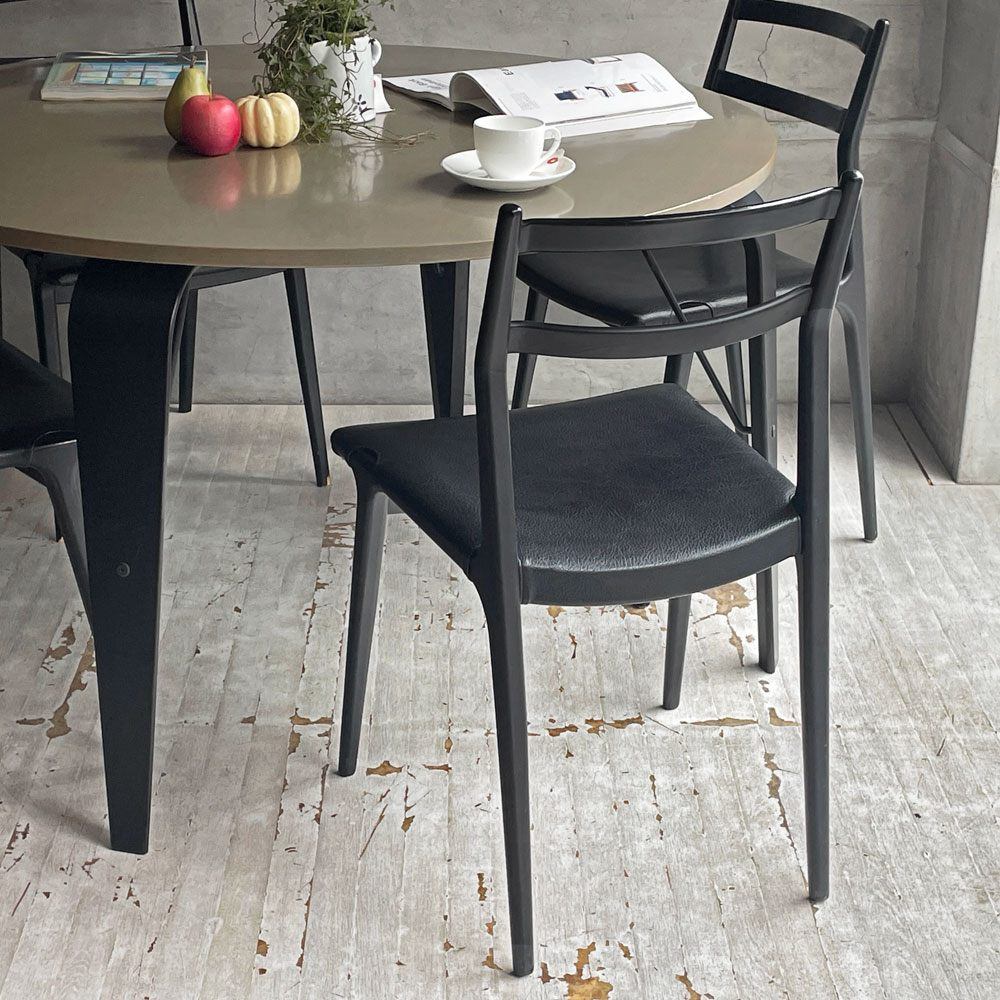 天童木工 TENDO インパラチェア Impala Chair ダイニングチェア ブラック レザー 本革 佐々木敏光 ジャパニーズミッドセンチュリーモダン D ♪