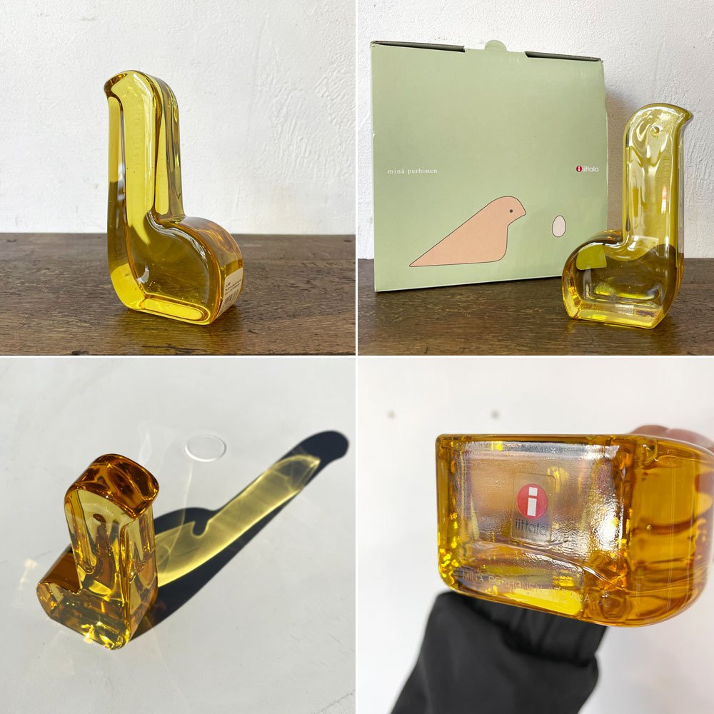 イッタラ iittala ミナペルホネン mina perhonen ガラスバード レモン イエロー 皆川明 オブジェ ペーパーウェイト フィンランド 北欧雑貨 箱付 ★