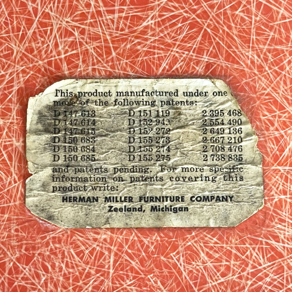 ハーマンミラー Herman Miller サイドシェルチェア セカンド 2nd FRP 初期 オレンジ系 エンボスレス すっぴんモデル スタッキングベース イームズ ビンテージ ●