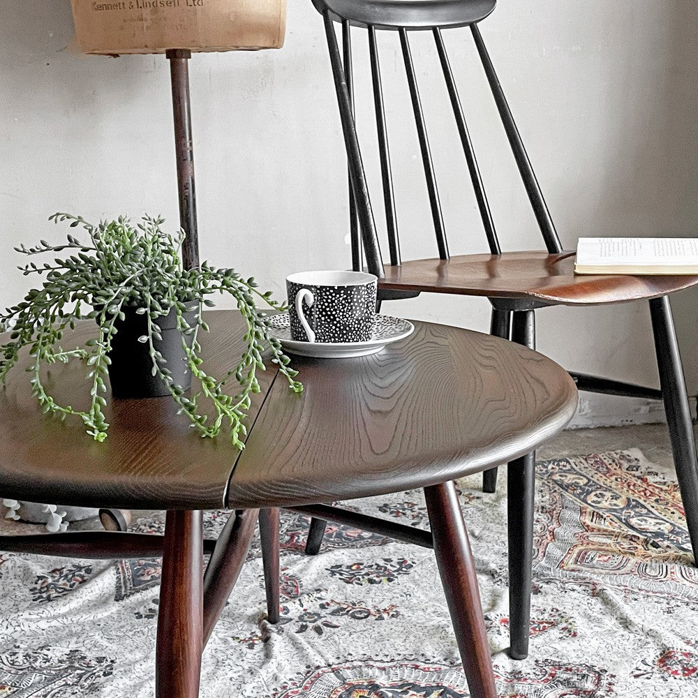 アーコール Ercol ドロップリーフ コーヒーテーブル サイドテーブル エルム×ビーチ材 ブラウン UKビンテージ 英国家具 ■