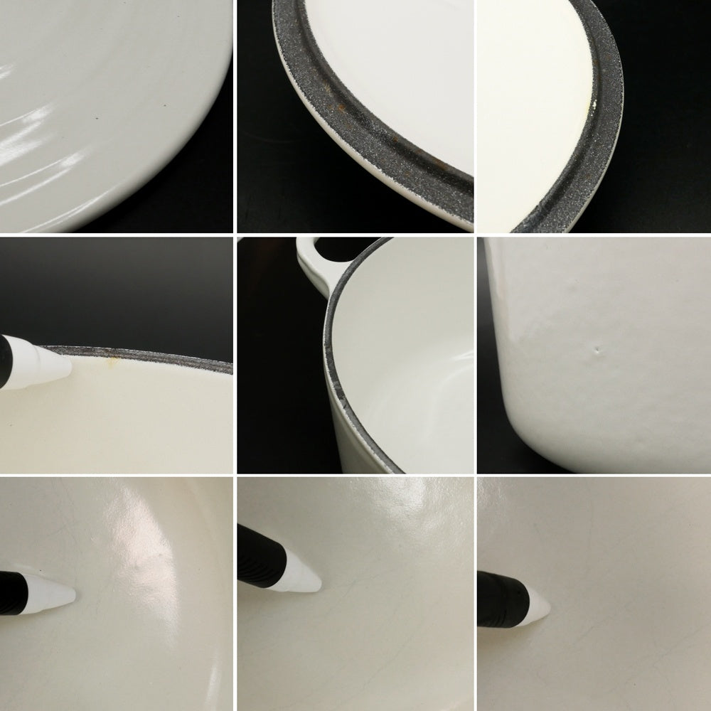 ルクルーゼ LE CREUSET ココットロンド 両手鍋 18cm ホワイト 両手鍋 鋳物 ●