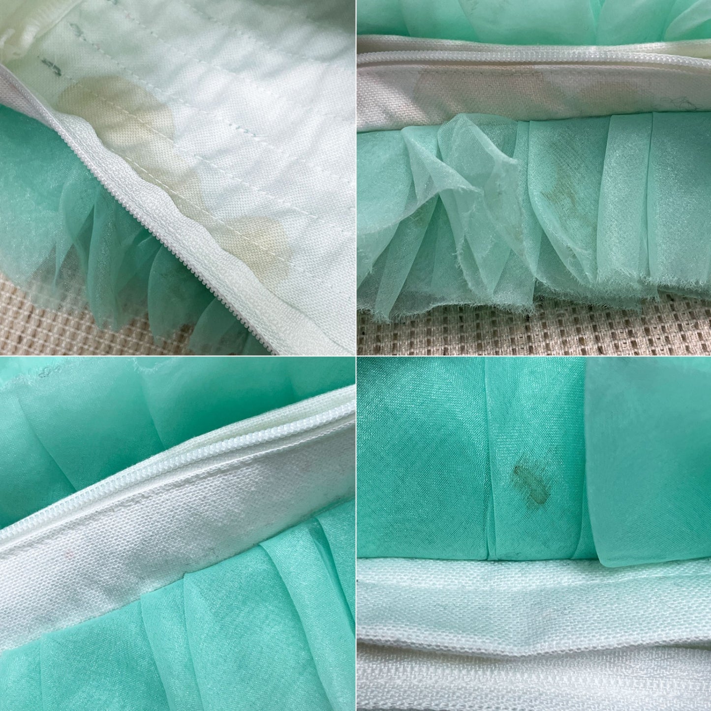 トモ コイズミ TOMO KOIZUMI クッションカバー 43×43cm ラッフル グリーンカラー 小泉智貴 フェザークッション付き ●