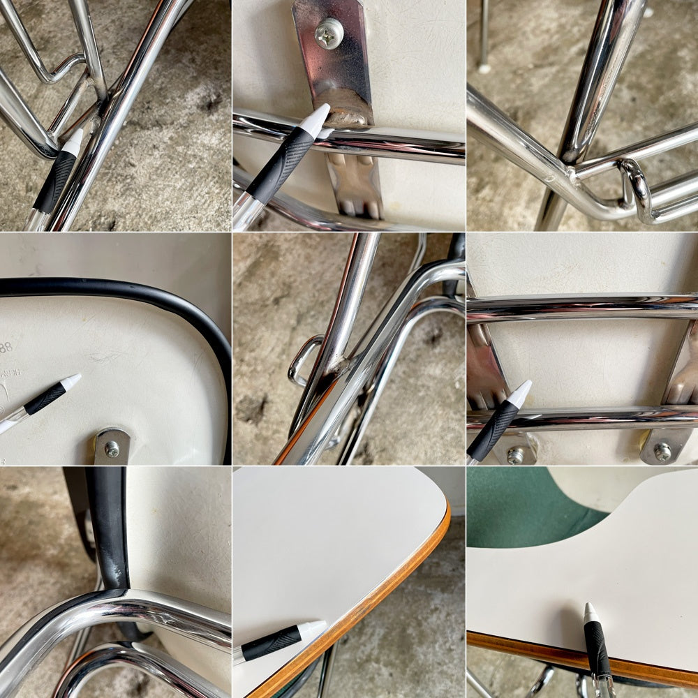 ハーマンミラー Herman Miller サイドシェルチェア セカンド 2nd ビンテージ アプホルスター スクールベース 肘掛けテーブル付 イームズ ミッドセンチュリー B ■