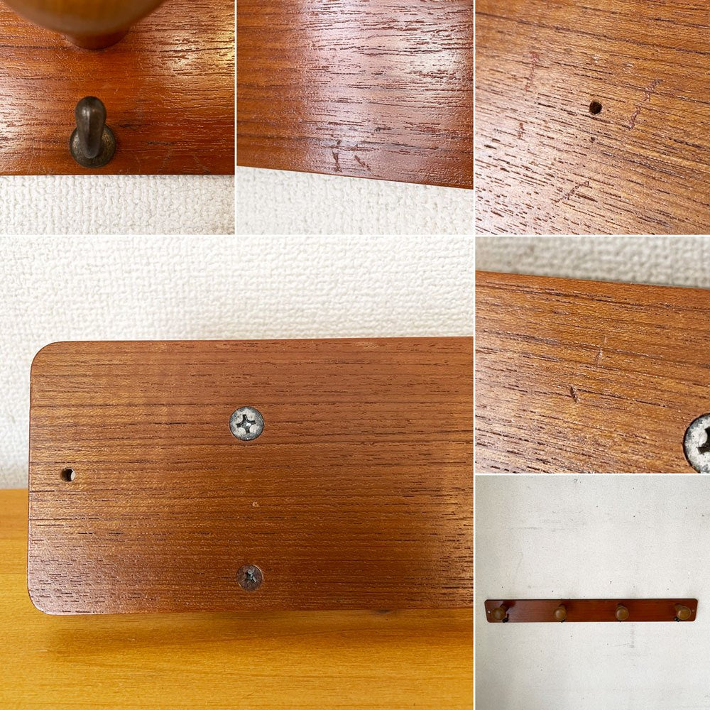 サイトーウッド SAITO WOOD プライウッド ウォールハンガー コートハンガー チーク材 4連 木製&金属製フック W80cm 壁掛け ジャパンビンテージ ◎