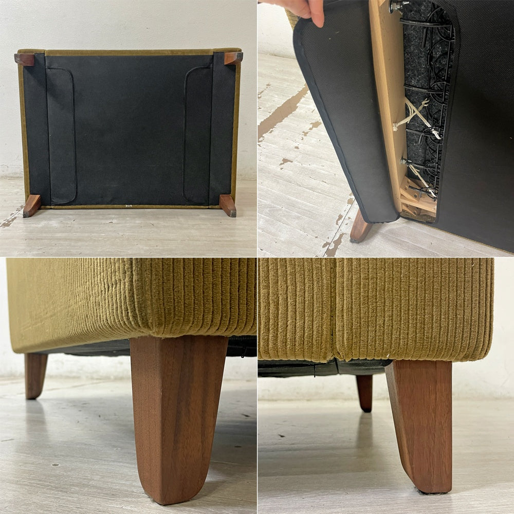 トラックファニチャー TRUCK FURNITURE FKソファ クッション付き FK SOFA 1.5シーター F-21 コーデュロイ グリーン ウォールナット無垢材 ●