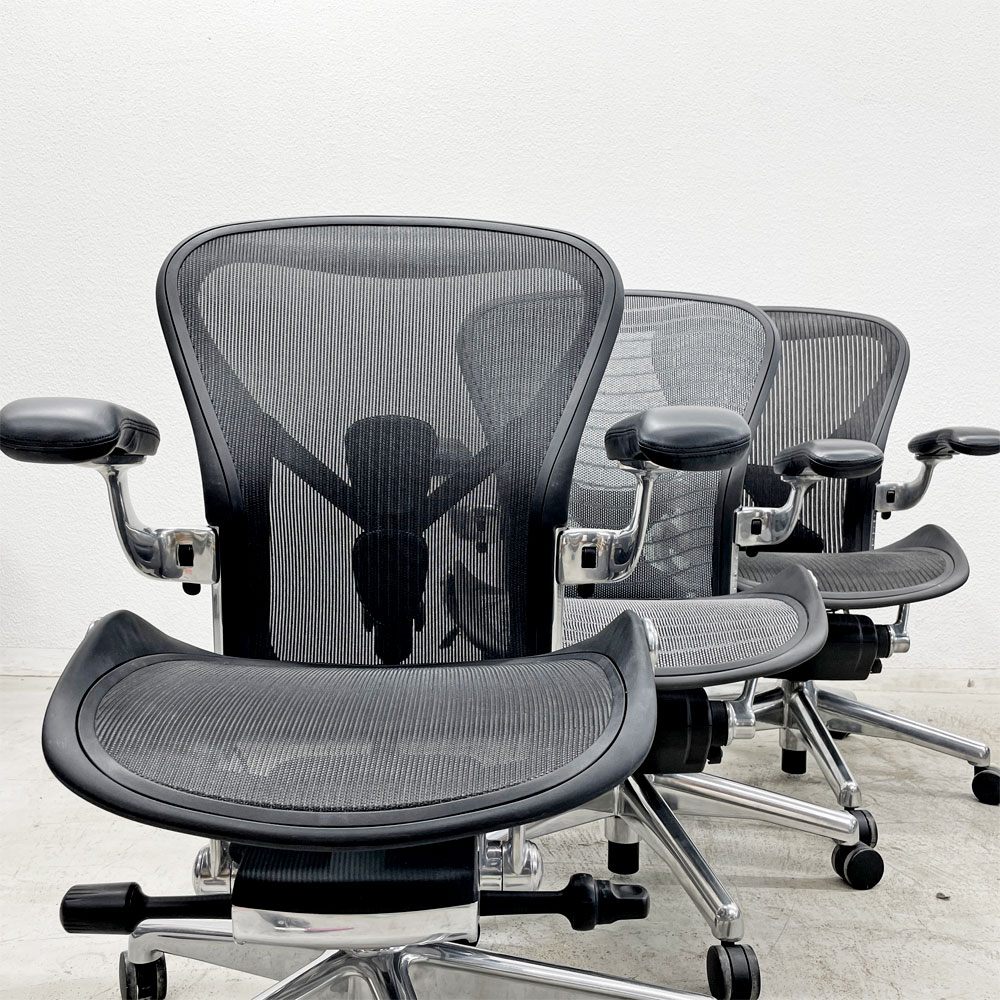 ハーマンミラー Herman Miller アーロンチェア Bサイズ ポスチャーフィット クラシックカーボンメッシュ ポリッシュドアルミベース ビル・スタンフ & ドン・チャドウィック 〓