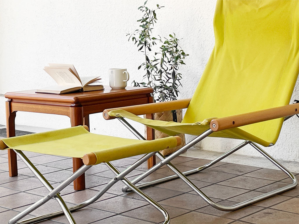 ニーチェア エックス Ny chair X フォールディングチェア オットマン付 イエローグリーン 新居猛 MoMA 定価総額¥82,500- 廃番カラー ◇