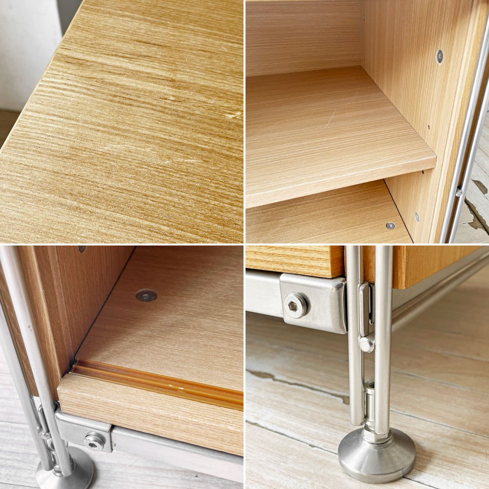 無印良品 MUJI ステンレスユニットシェルフ オープンシェルフ ガラス引戸棚 オーク材 ★