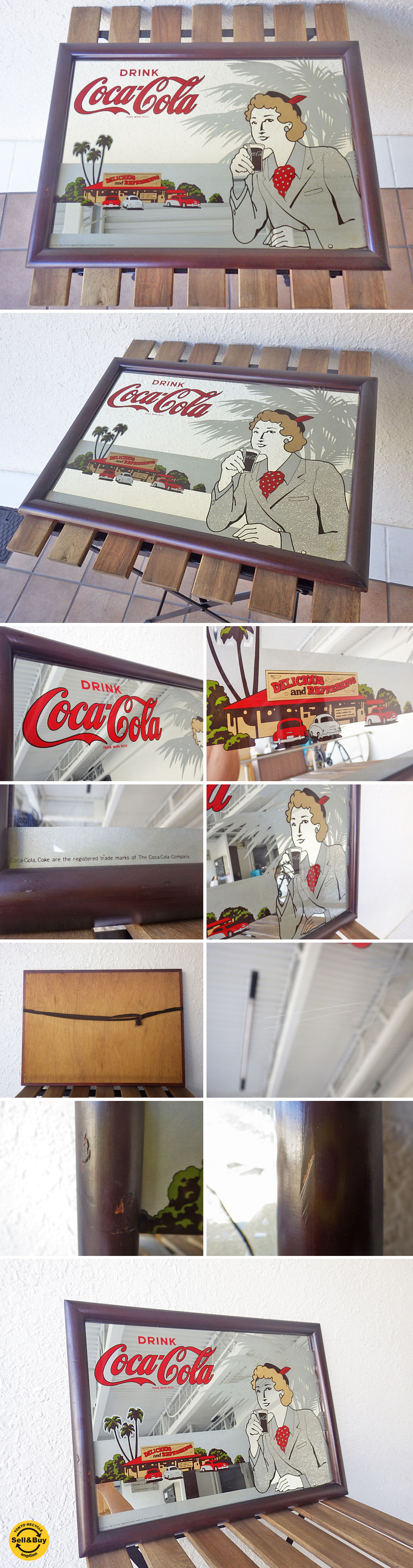 コカ・コーラ Coca-Cola ビンテージ パブミラー ◇