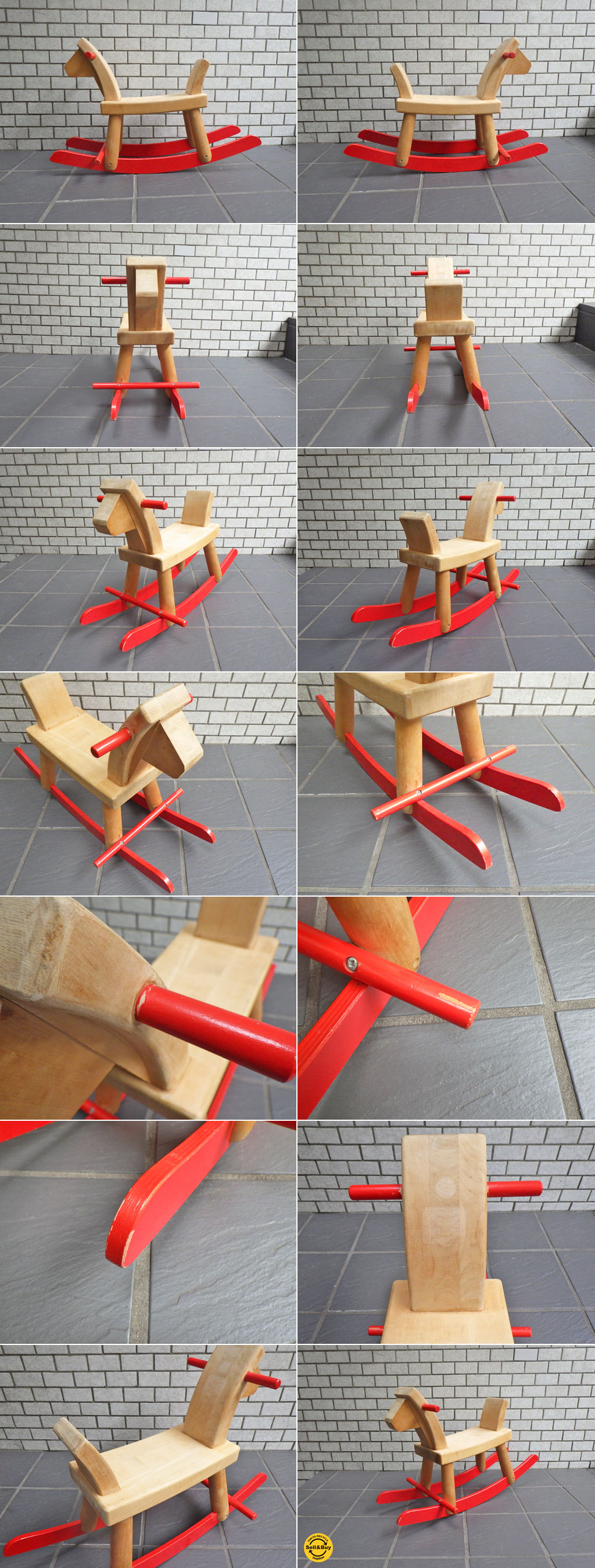 【S△494】JUSSILA 北欧フィンランド　木馬　ロッキングホース　木製玩具